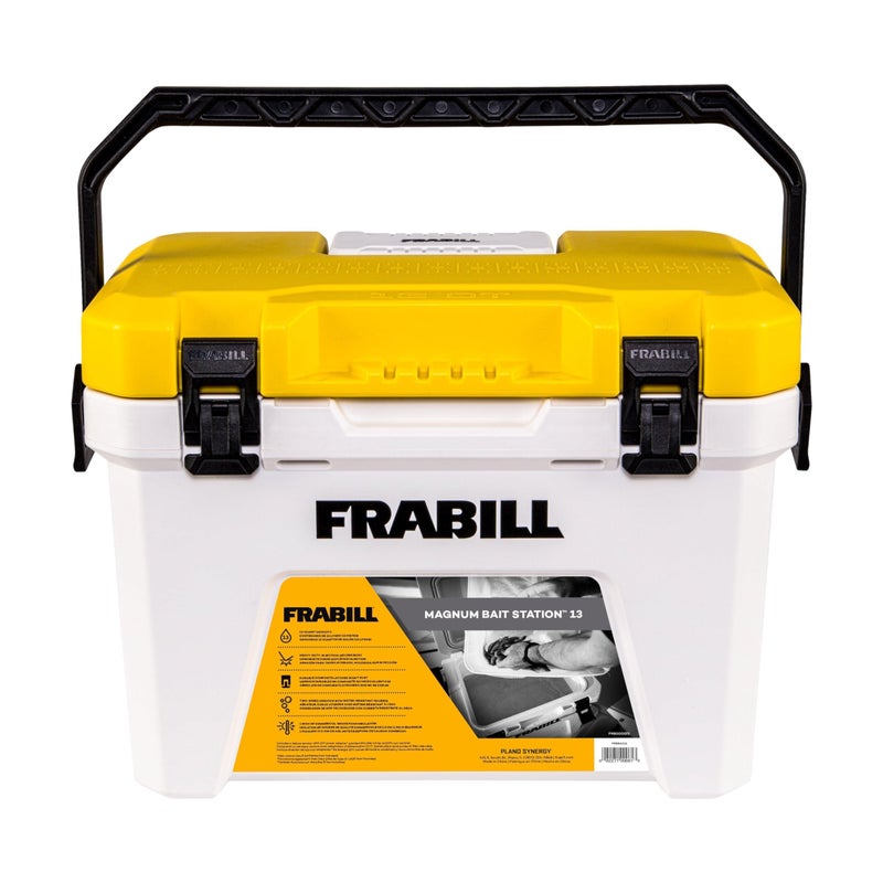 Frabill Magnum Bait Station 13 Quart Live Bait Well, White and Yellow - Image 1
